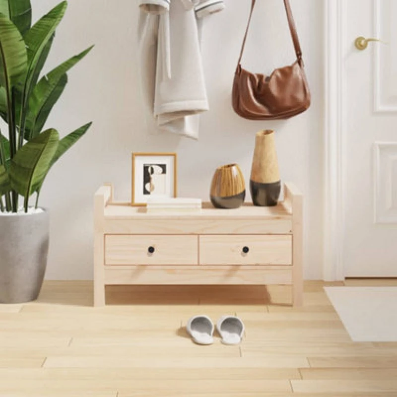 Image of Vidaxl Hall Bench 80X40X43cm Solid Wood Pine, Brown 821784