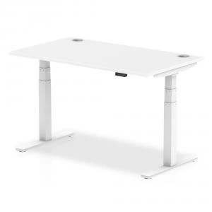 Image of Trexus Sit Stand Desk With Cable Ports White Legs 1400x800mm White Ref