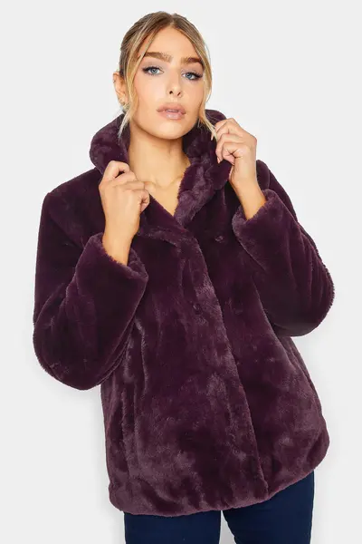 M&Co Faux Fur Coat Red