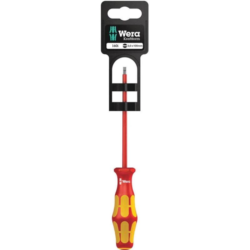 Image of Wera 160 i SB VDE Kraftform Plus Slotted Screwdriver 160 i SB Tip Size: 3mm