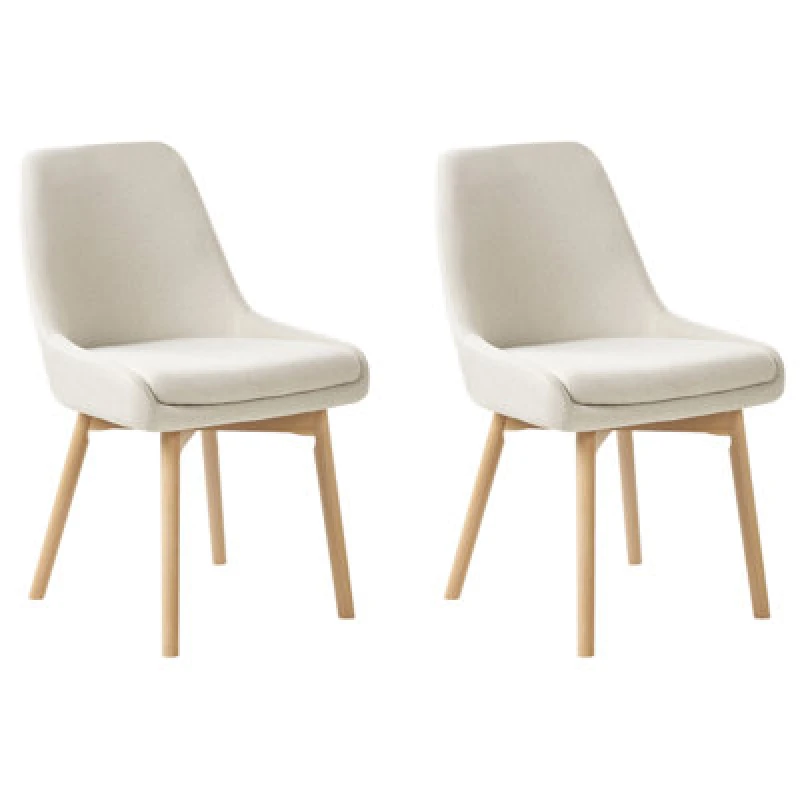 Image of Beliani Set Of 2 Dining Chairs Melfort Fabric Off-White