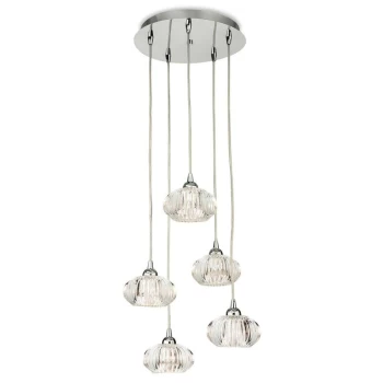 image of Firstlight Lisbon - 5 Light Cluster Pendant Chrome, Clear Decorative Glass, G9