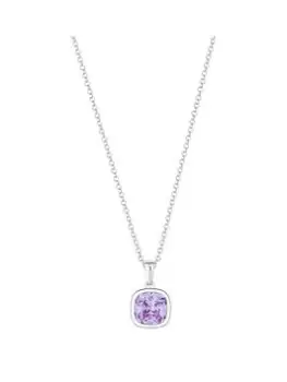 image of Simply Silver Sterling Silver 925 Cubic Zirconia Purple Besel Set Pendant Necklace