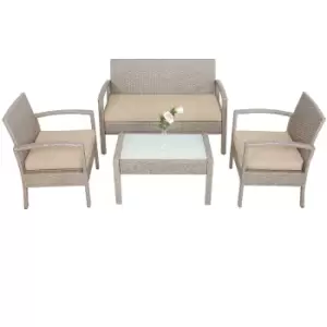 Image of Poly Rattan Garden Lounge Set 7Pcs Beige