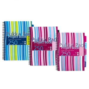 Image of Pukka Pad A4 Wirebound Ruled Project Book with Dividers - Assorted Colours (3 Pack)