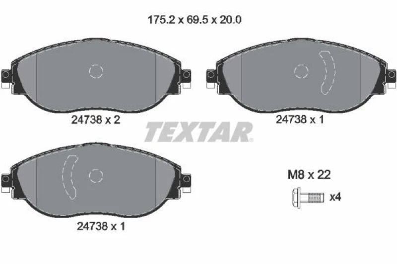Image of Brake pad set TEXTAR 2473806