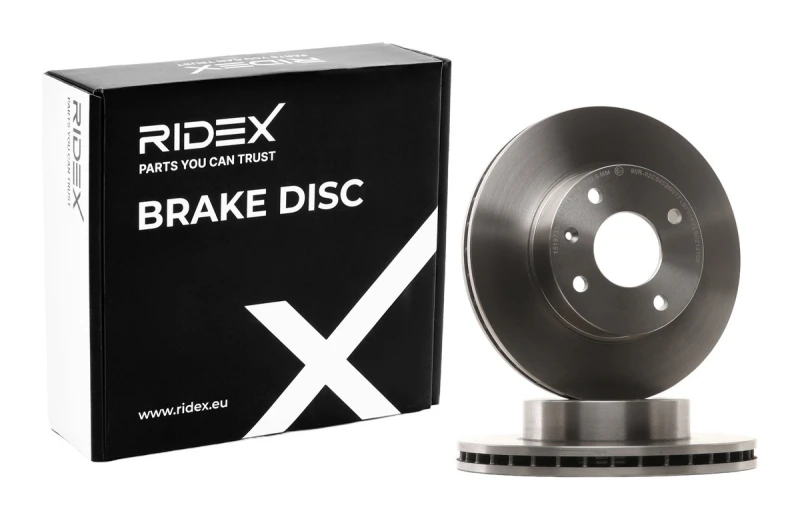 Image of RIDEX 82B1198 Brake disc Front Axle, Vented, Cast Iron, Uncoated, Untreated, without bolts/screws Cast Iron Brake Disc (82)