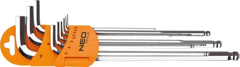 Image of NEO TOOLS 09-525 Angled Screwdriver Set Number of tools: 9, Chrome Vanadium Steel, Spanner Size: 10 mm Chrome Vanadium Steel Angled Screwdriver Set (6