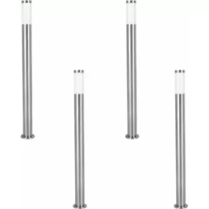 image of Loops - 4 pack IP44 Outdoor Bollard Light Stainless Steel 12W E27 1100mm Driveway Post