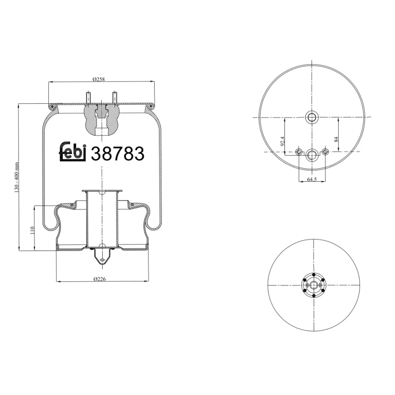 Image of FEBI BILSTEIN 38783 Boot, air suspension Front Axle Right Boot,air suspension (324)