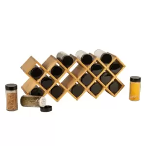 image of Bamboo Spice Rack with 18 Glass Jars & Labels M&W - Multi