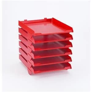 image of Original Avery Standard A4 Paperstack Self Stacking Letter Tray Red