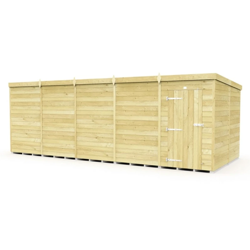 Image of Buttercup Farm 20 x 8 Feet Pent Shed - Single Door W/O Window - L231 x W589 x H201cm in Brown Brown Unisex