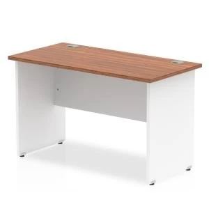 image of Trexus Desk Rectangle Panel End 800x600mm Walnut Top White Panels Ref