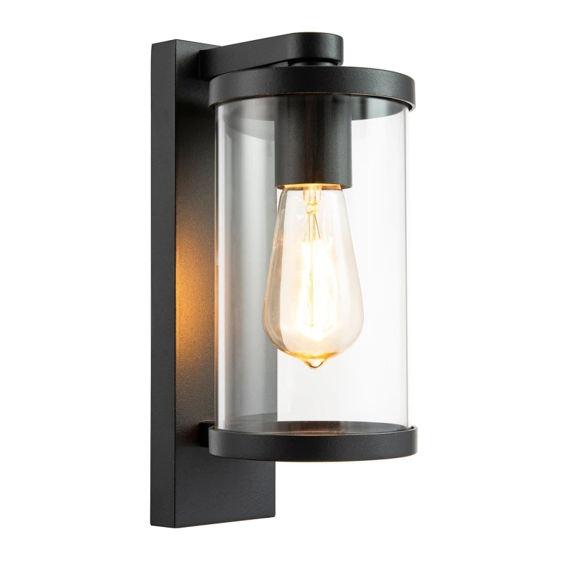 Image of Happy Homewares Contemporary Chic Matte Black Garden Wall Light with Clear Polycarbonate Shade Black Unisex