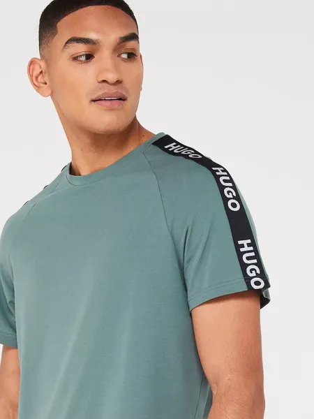 Image of Hugo Sporty Tape T Shirt Pyjama Short Sleeve Tops S Green 57892916350