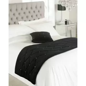 image of Riva Paoletti New Diamante Bed Runner (70 x 220cm) (Black)