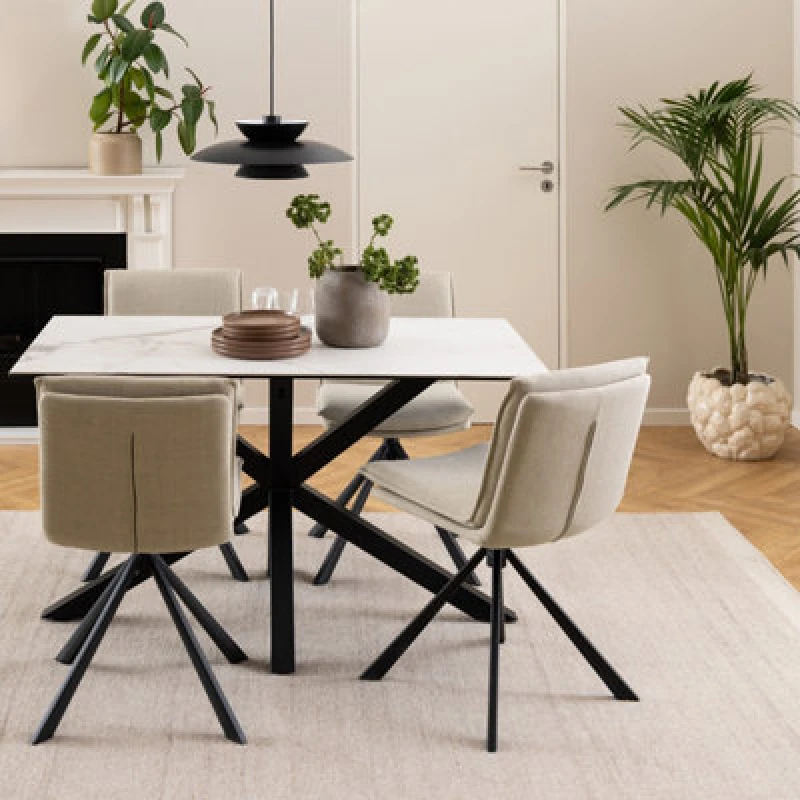 Image of Furniture To Go Heaven Dining Table With Ceramic White Top (L) 135Cm Seats Up To 4