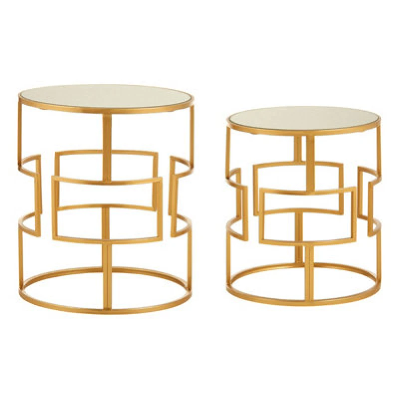 Image of Premier Housewares Avantis Set Of Two Gold Metal Round Side Tables Gold
