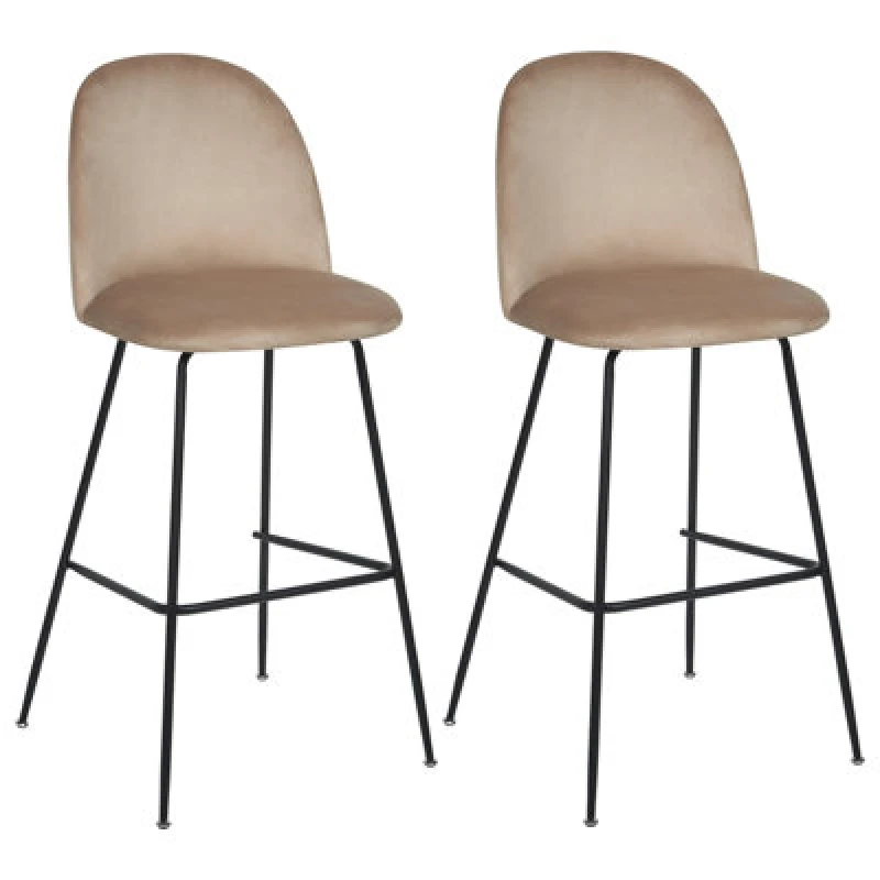 Image of Beliani Set Of 2 Bar Chairs Arcola Velvet Taupe