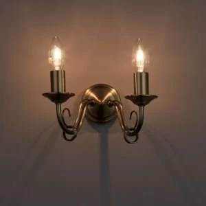 Image of Priory Brass effect Double wall light