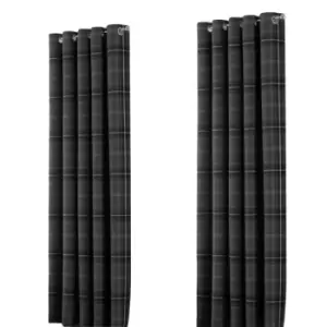 Image of Riva Home Aviemore Checked Pattern Ringtop Curtains (46 x 72" (117 x 183cm)) (Grey)