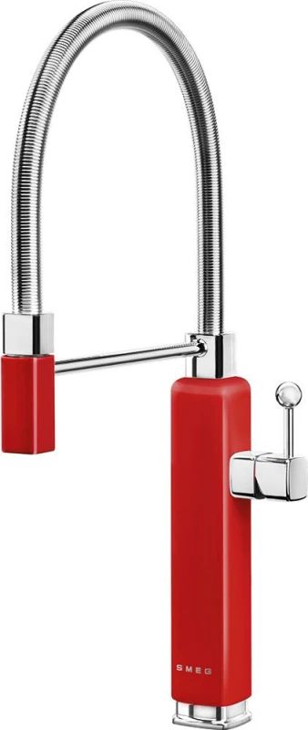 Image of Smeg 50s Style Mixer Built In Kitchen Tap - Red