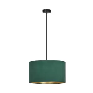 image of Hilde Black Cylindrical Pendant Ceiling Light with Green Fabric Shades, 1x E27