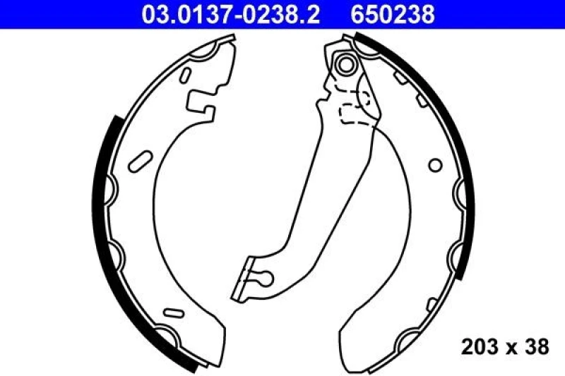 Image of ATE 03.0137-0238.2 Brake Shoes with lever Brake Shoe Set (70)
