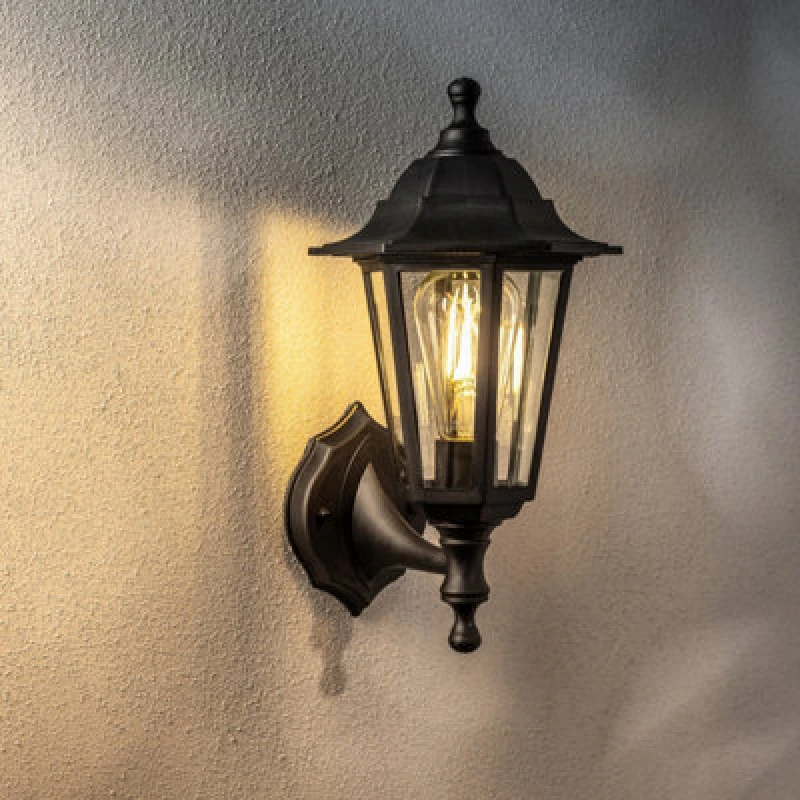 Image of CGC Lighting CGC Lighting 'Yasmin' Black Outdoor Traditional Lantern Style Wall Light Black unisex
