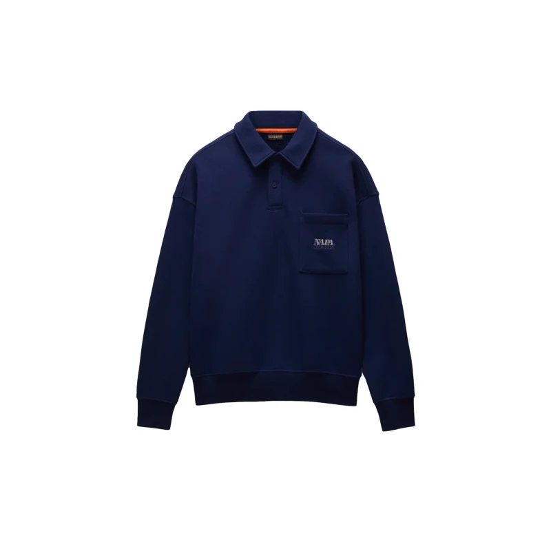 Image of Polo collar sweatshirt in French Terry Napapijri Miraat Bleu Male XS