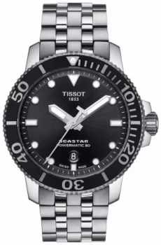 image of Tissot Mens Seastar 1000 Powermatic 80 Black Dial Stainless Watch