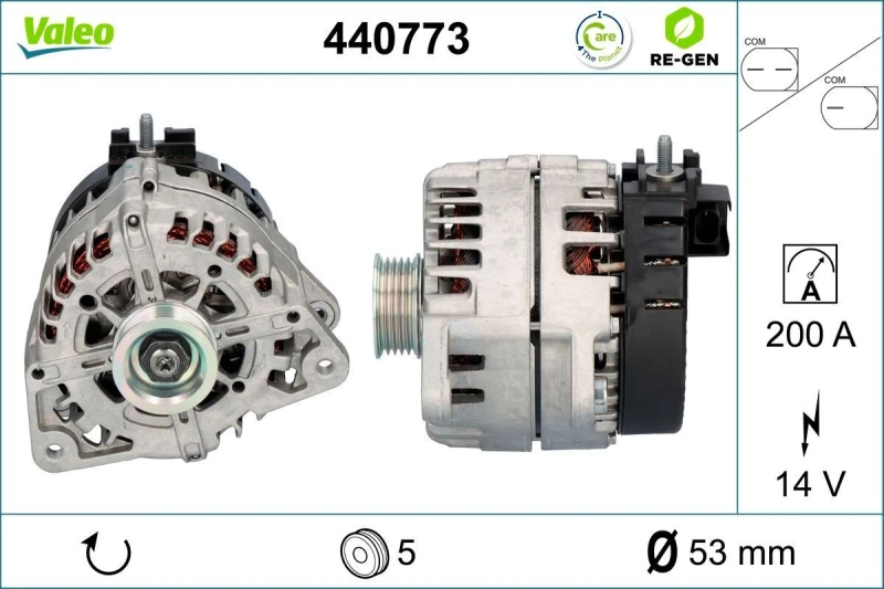 Image of VALEO 440773 Generator VALEO RE-GEN REMANUFACTURED Alternator Charging Current: 200A, Voltage: 14V Alternator (4)