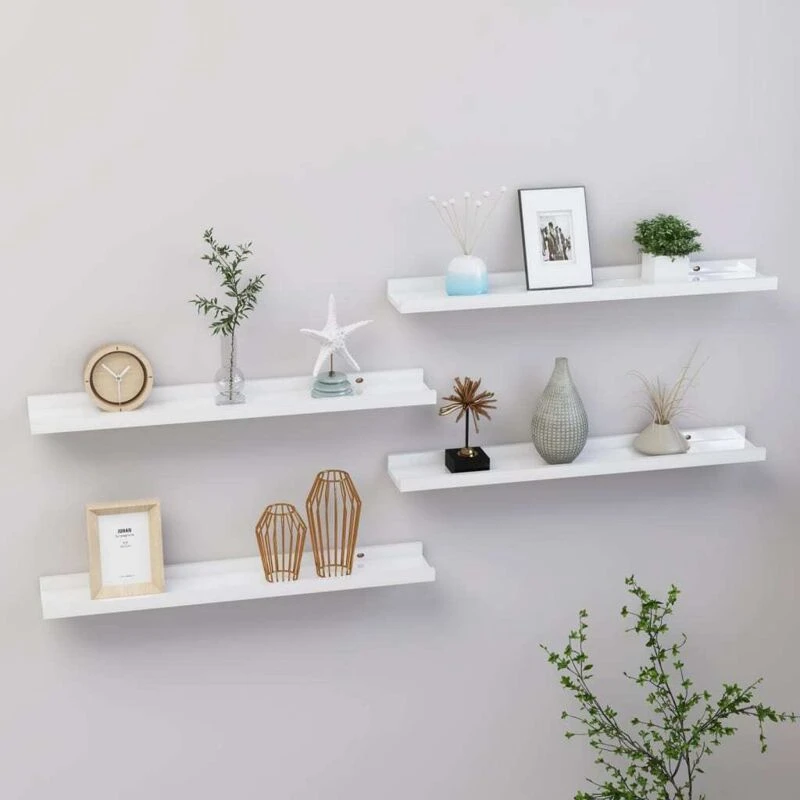 Image of VIDAXL Wall Shelves 4 pcs High Gloss White 60x9x3cm Vidaxl 8720286417553