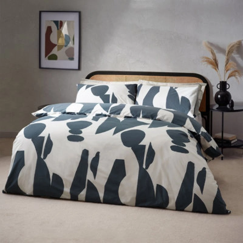 Image of HOEM Hoem Meta Abstract Geometric Cotton Rich Duvet Cover Set, Super King, Blue