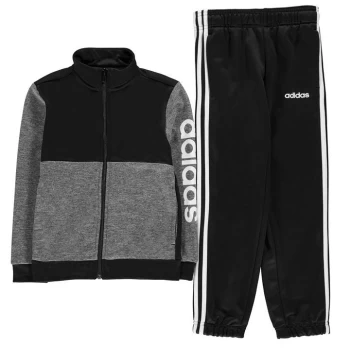 Image of adidas Boys Linear Knit Kids Tracksuit - Grey