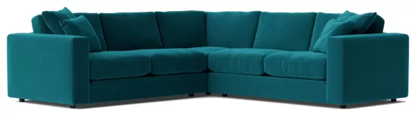 image of Swoon Althaea Velvet 5 Seater Corner Sofa - Kingfisher Blue