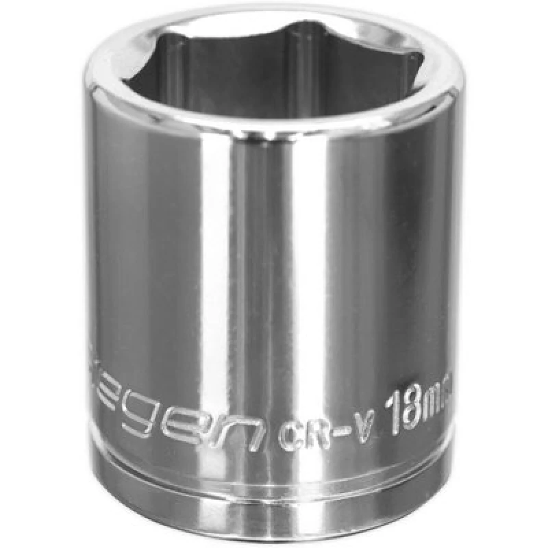 Image of Loops 18mm Chrome Plated Drive Socket - 3/8" Square Drive - High Grade Carbon Steel Metallics