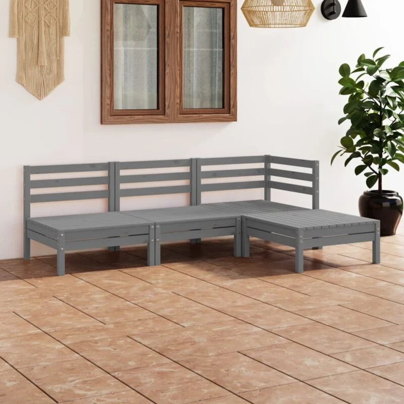 Image of VIDAXL 4 Piece Garden Lounge Set Solid Pinewood Grey Vidaxl 8720286685112