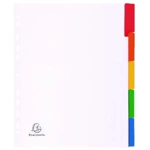 Image of Exacompta Divider Coloured Plastic Tabs 5-Part A4 Maxi White 4305E