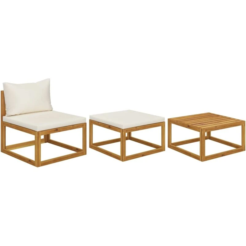 Image of VIDAXL 3 Piece Garden Lounge Set with Cushions Solid Wood Acacia Vidaxl 8720845737139