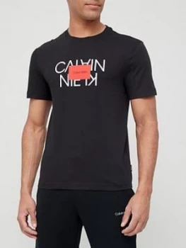 Image of Calvin Klein Text Reversed Logo T-Shirt - Black Size M Men
