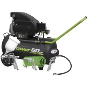 Image of Compressor 50L Direct Drive 2hp with 4pc Air Accessory Kit - Sealey