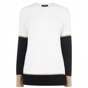 image of DKNY Colour Block Jumper - IVORY