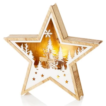 Image of Premier Decorations Lit Star Room Decoration - Wood