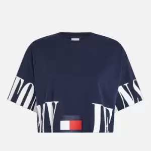 Image of Tommy Jeans Oversized Crop Cotton T-Shirt - L
