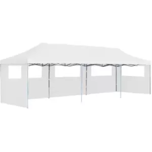 image of Folding Pop-up Party Tent with 5 Sidewalls 3x9 m White Vidaxl White