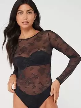 DORINA Luz Bodysuit, Black, Size 10, Women