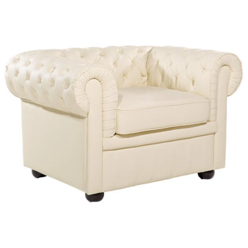 Image of Beliani Armchair Chesterfield Leather Light Beige
