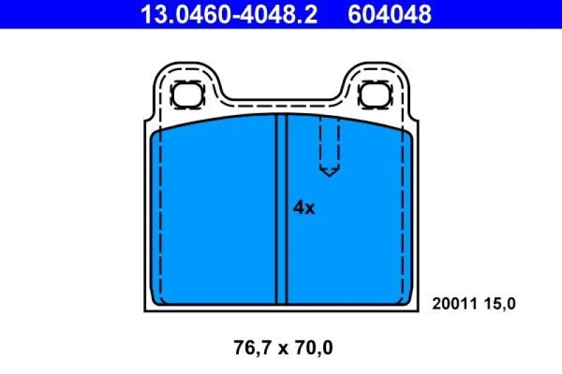 Image of ATE 13.0460-4048.2 Brake pad set excl. wear warning contact Brake Pad Set,disc brake (402)